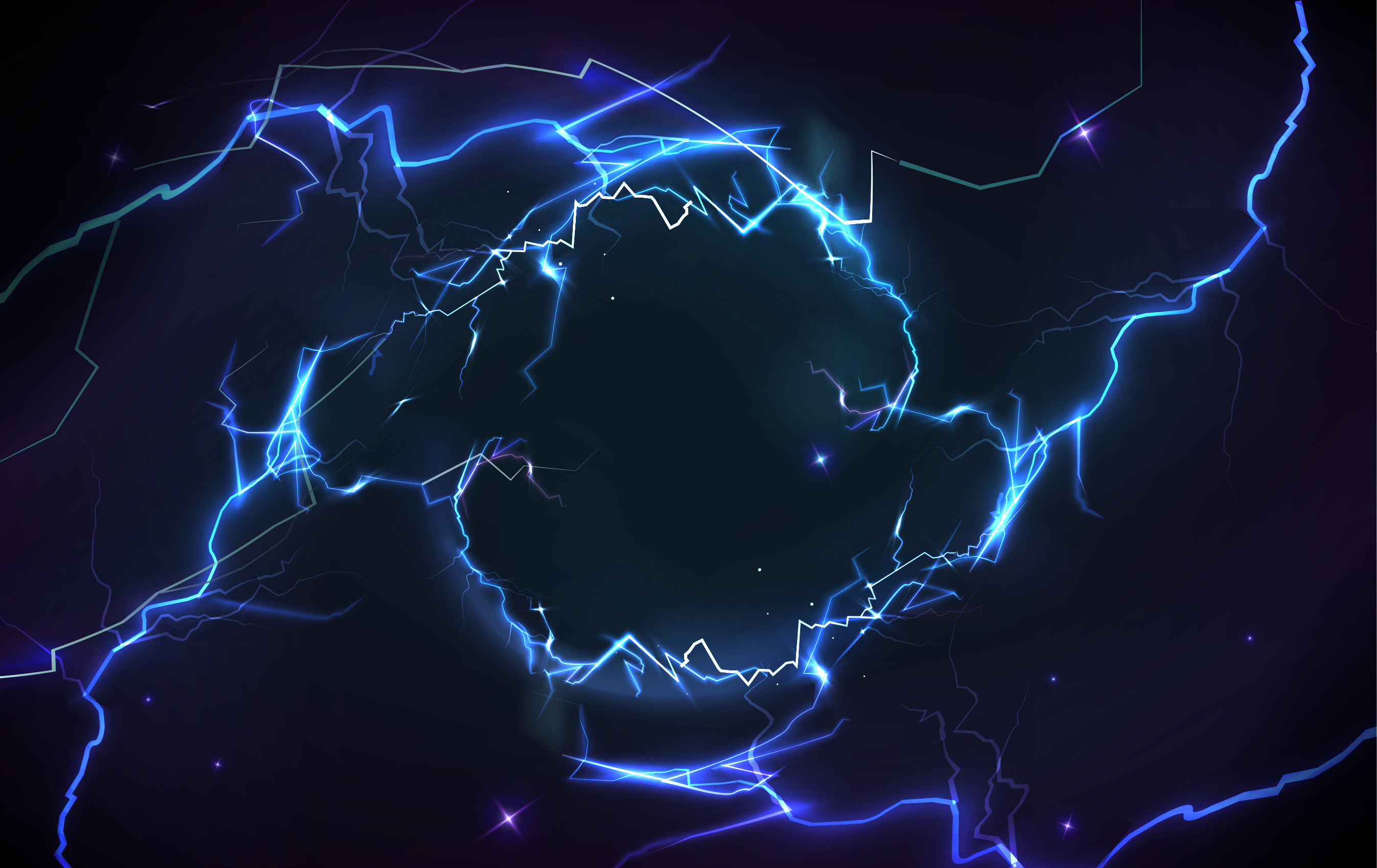 Blaue Blitze vor dunklem Hintergrund